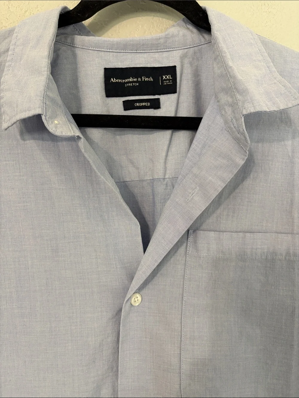 Abercrombie & Fitch Cropped Blue Camp Shirt Button Down XXL - Picture 2 of 5